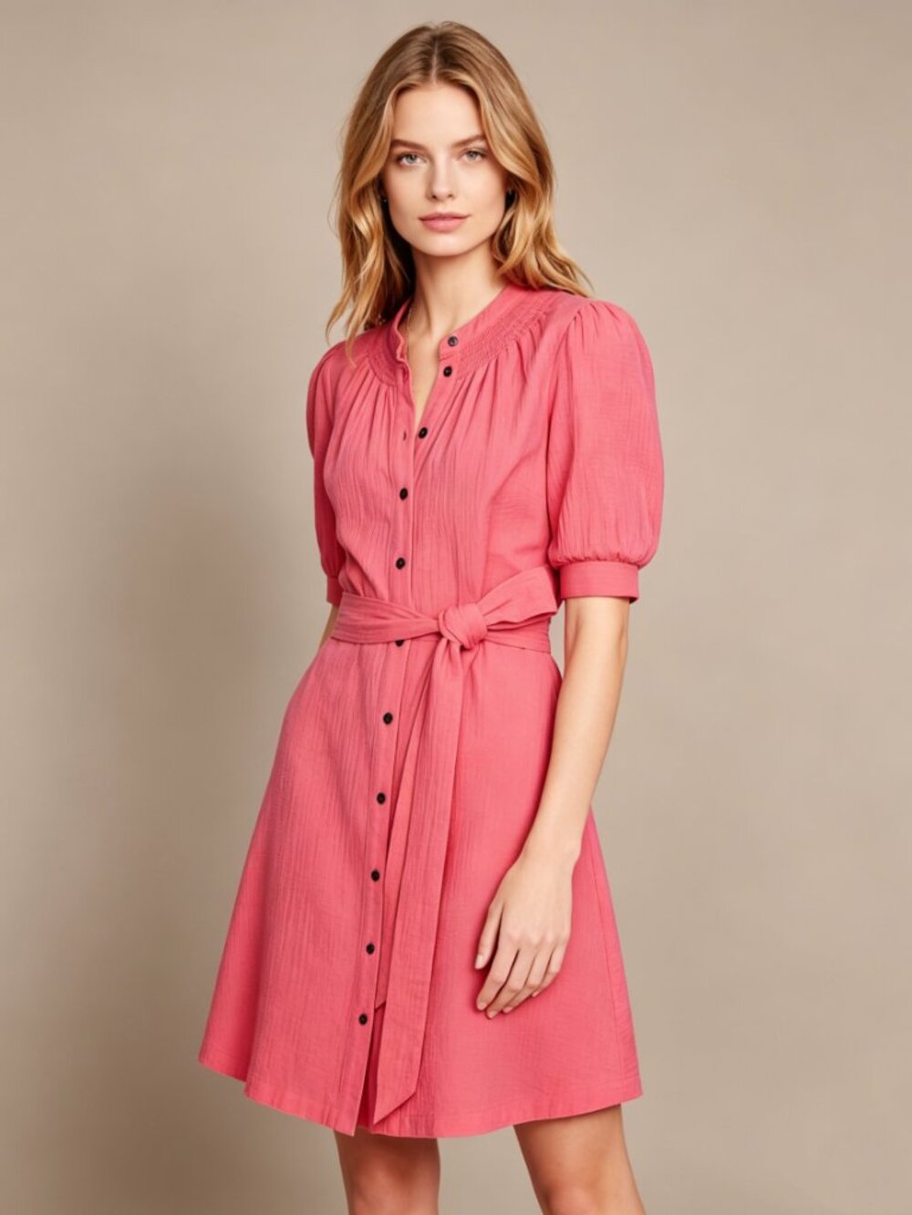 NWOT Boden Ada Double Cloth Cotton Pink Shirt Dress Size 2P Knee Length